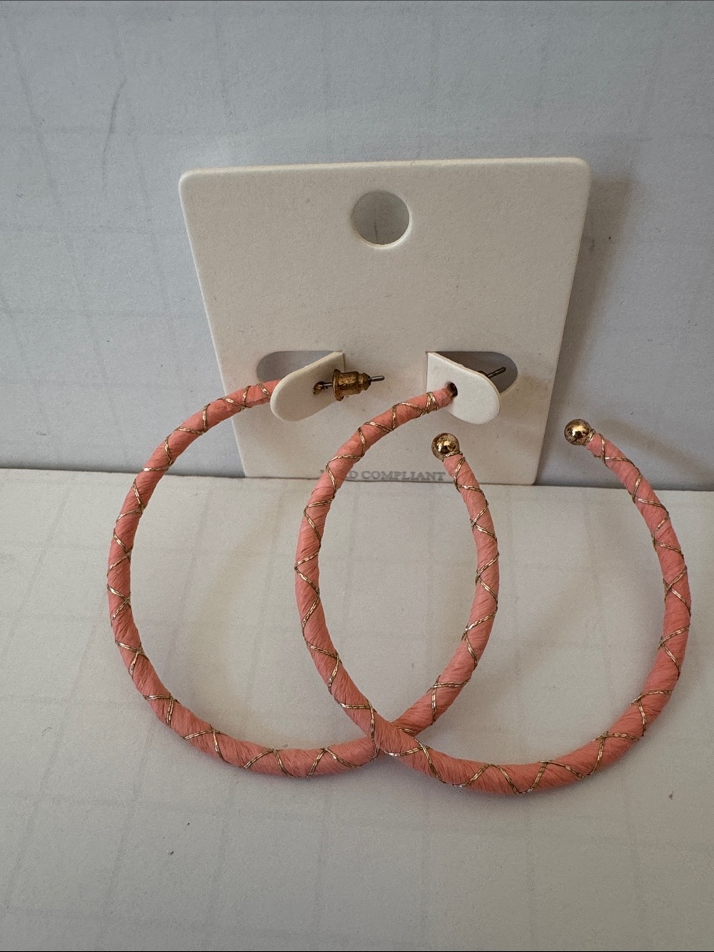 Hoop Earrings Pink & Gold Fabric